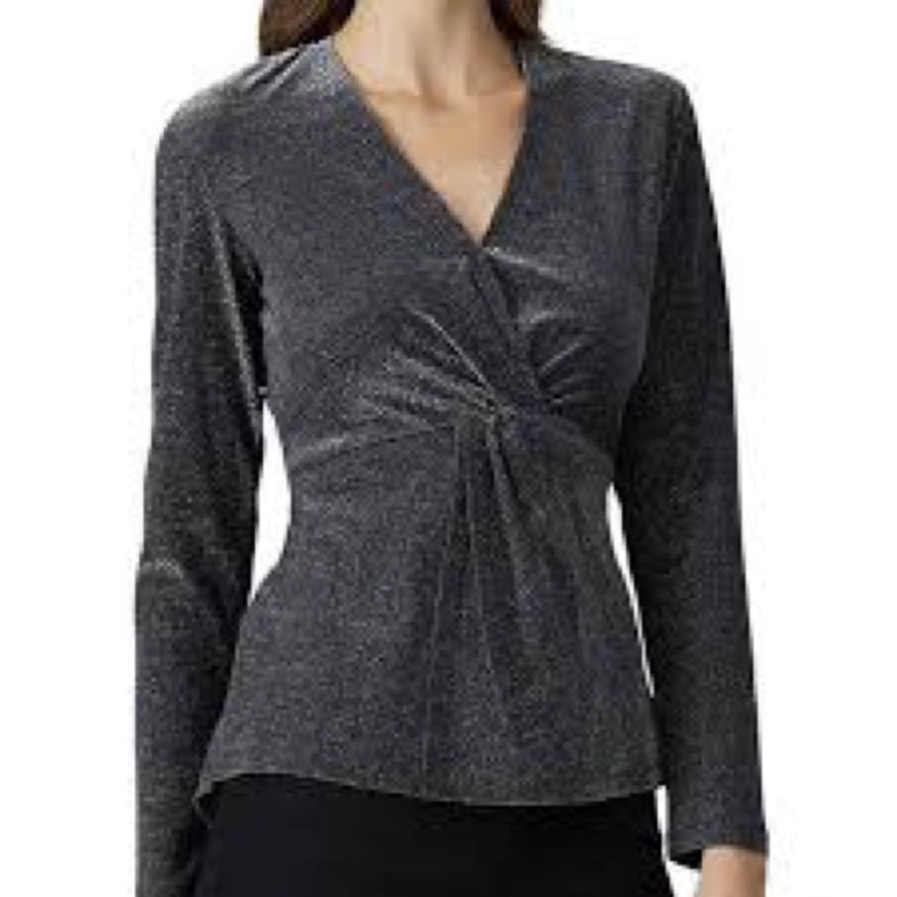 Heartloom Amerie Top‎ in Poppy Metallic Shimmer Holiday Small Faux Wrap Party